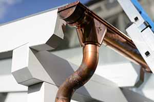 close up of copper gutter